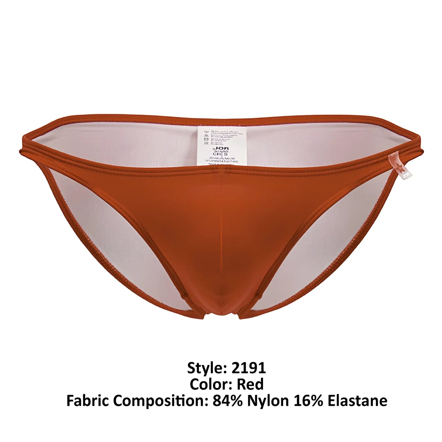 Red mens briefs jor 2191 travel swim bikini made of 84 nylon 16 elastane with sheer mesh panel design