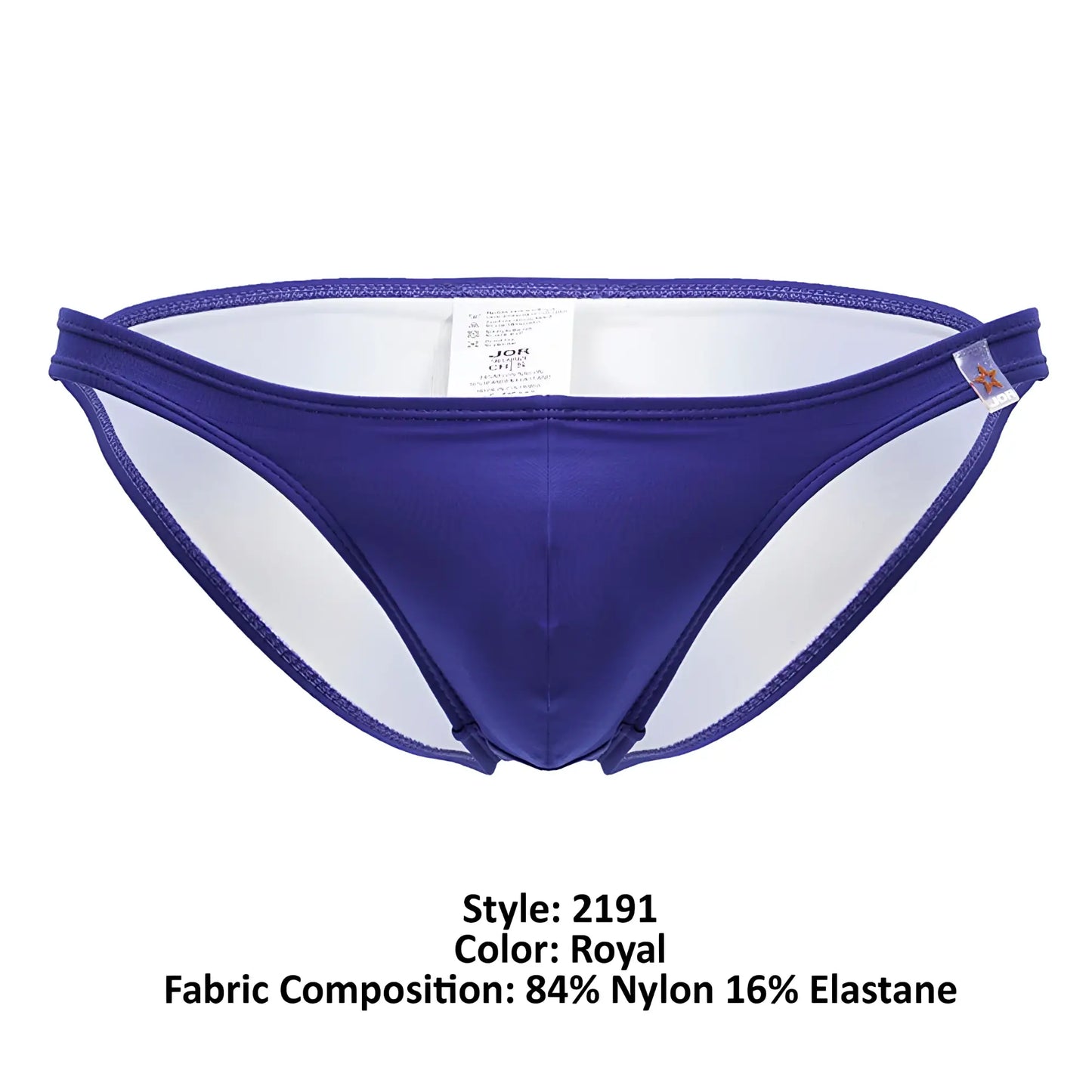 Royal blue jor 2191 travel swim bikini men’s swim trunks with sleek form-fitting design and white inner lining