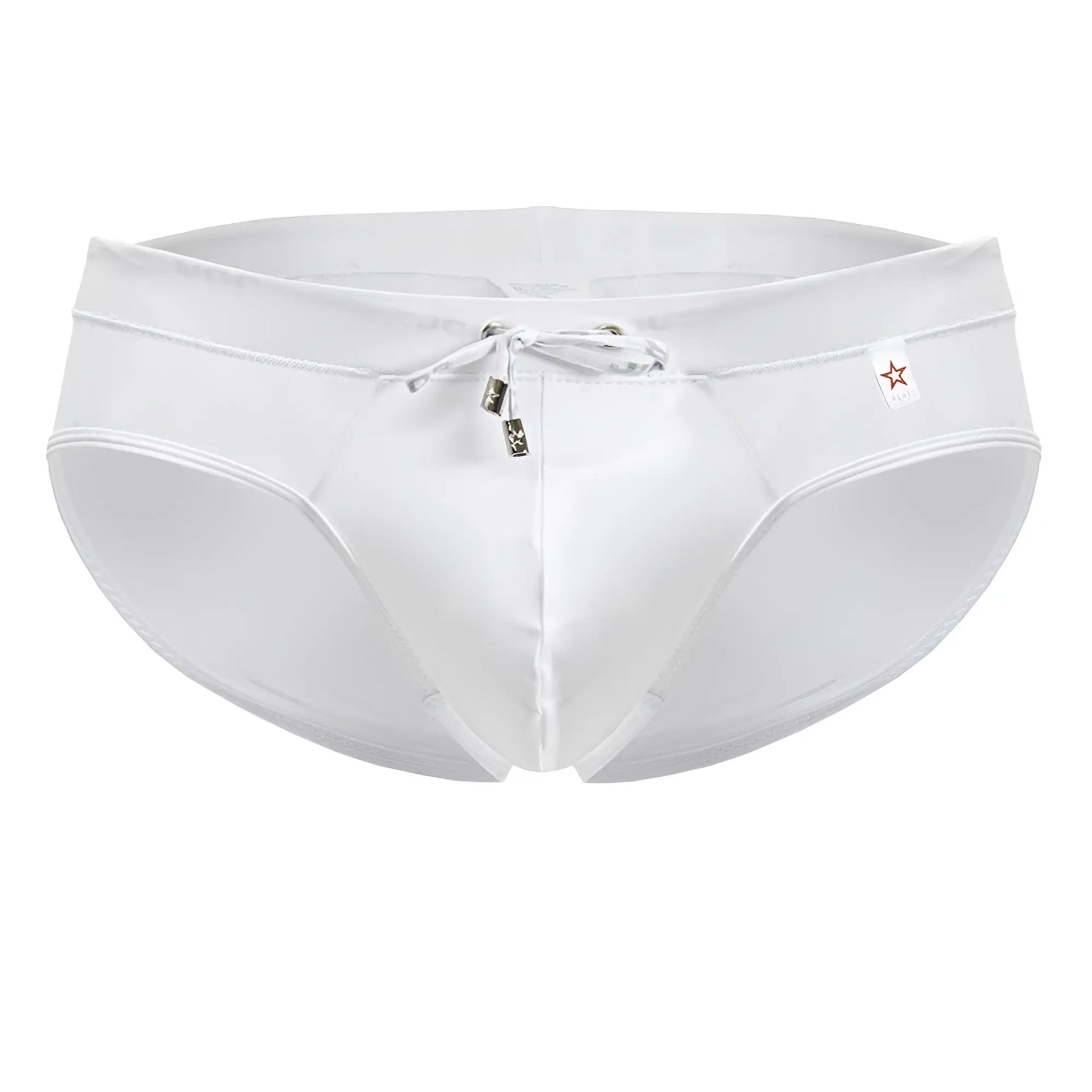 White jor 2193 mystic swim briefs for men with drawstring waistband and subtle stitching details