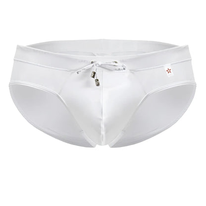 White jor 2193 mystic swim briefs for men with drawstring waistband and subtle stitching details