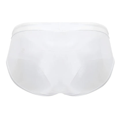 White jor 2193 mystic swim briefs in mesh with a smooth seamless design and elastic waistband
