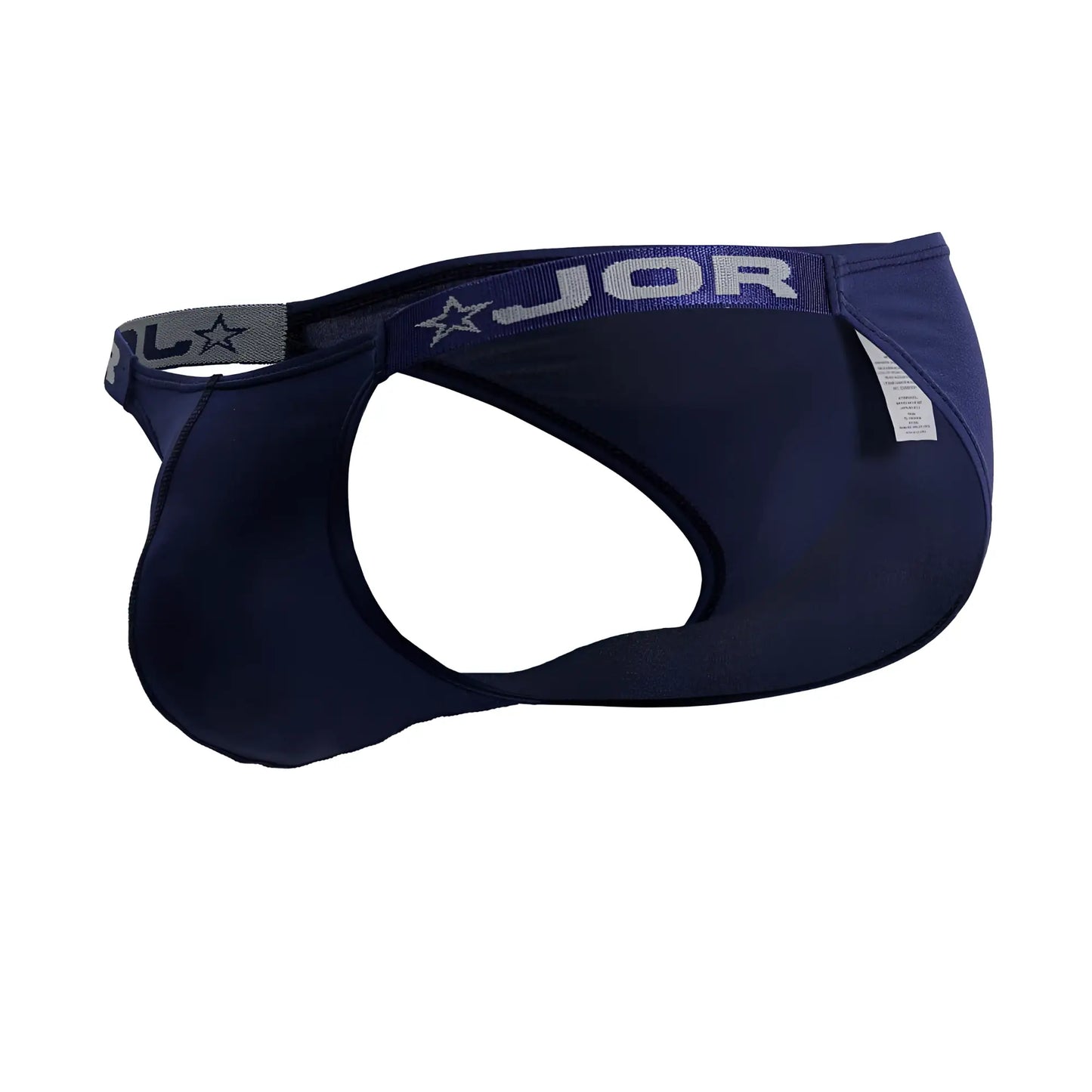 Navy blue jor 2233 eros bikini men’s briefs with star logo on waistband in soft breathable fabric