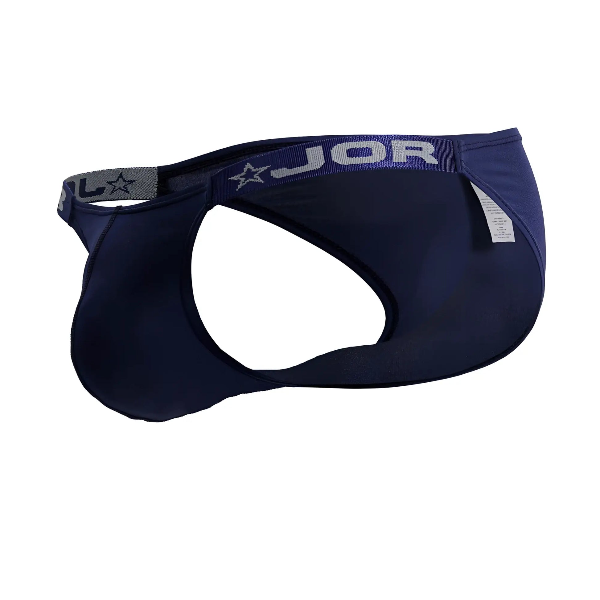 Navy blue jor 2233 eros bikini men’s briefs with star logo on waistband in soft breathable fabric