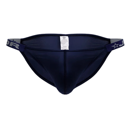 Navy blue jor 2233 eros bikini men’s briefs with elastic waistband and star logo detail for comfortable wear