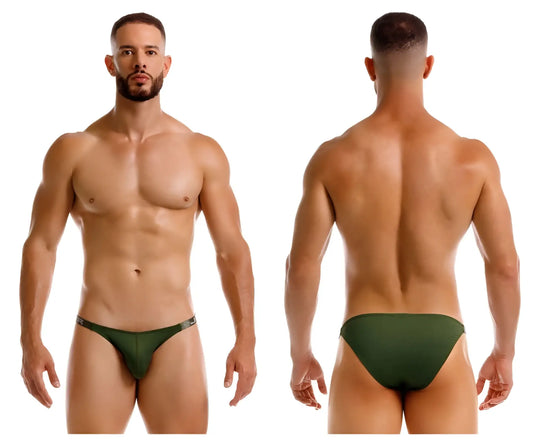 Dark green jor 2233 eros bikini athletic briefs with subtle black logo on waistband ideal for active wear