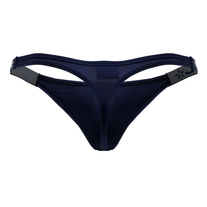 Navy blue JOR 2235 Eros thong with gray elastic straps and a star logo on the side for comfortable wear