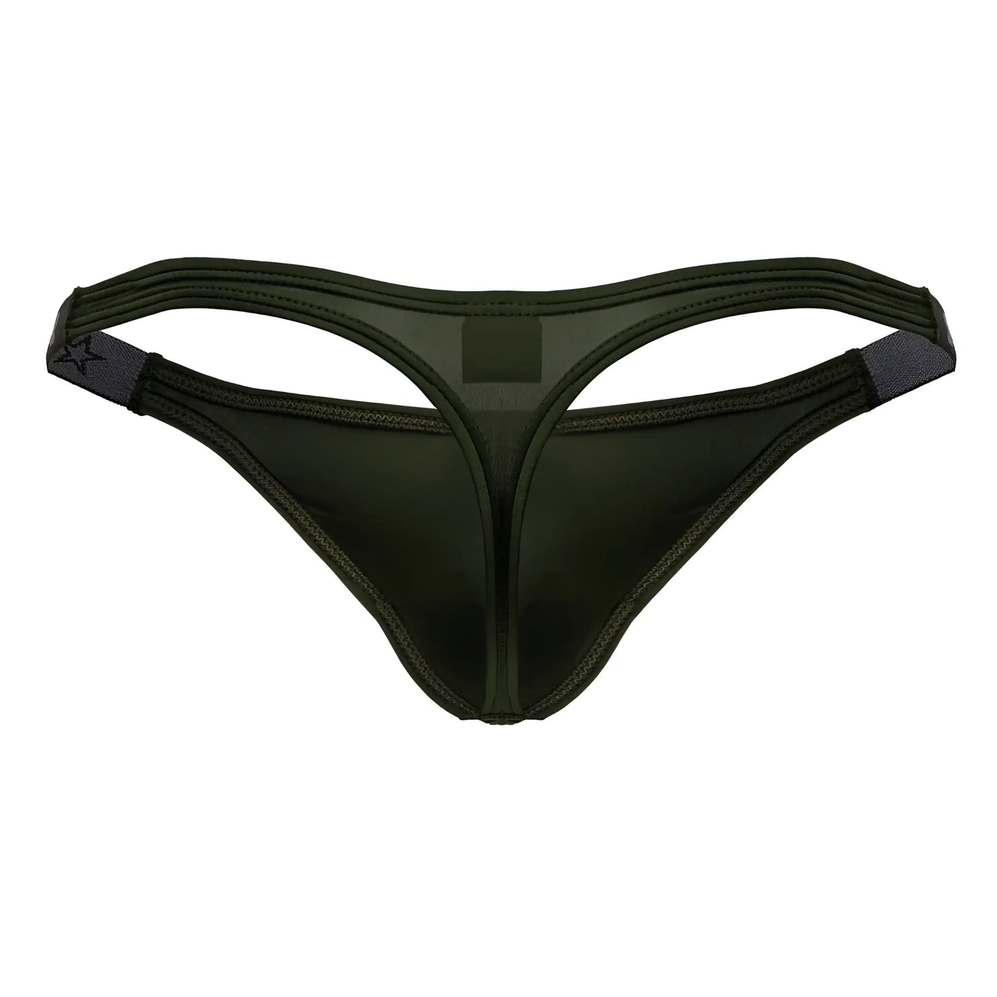 Dark olive green jor 2235 eros thong made of smooth stretchy fabric with subtle sheen and reinforced edge stitching