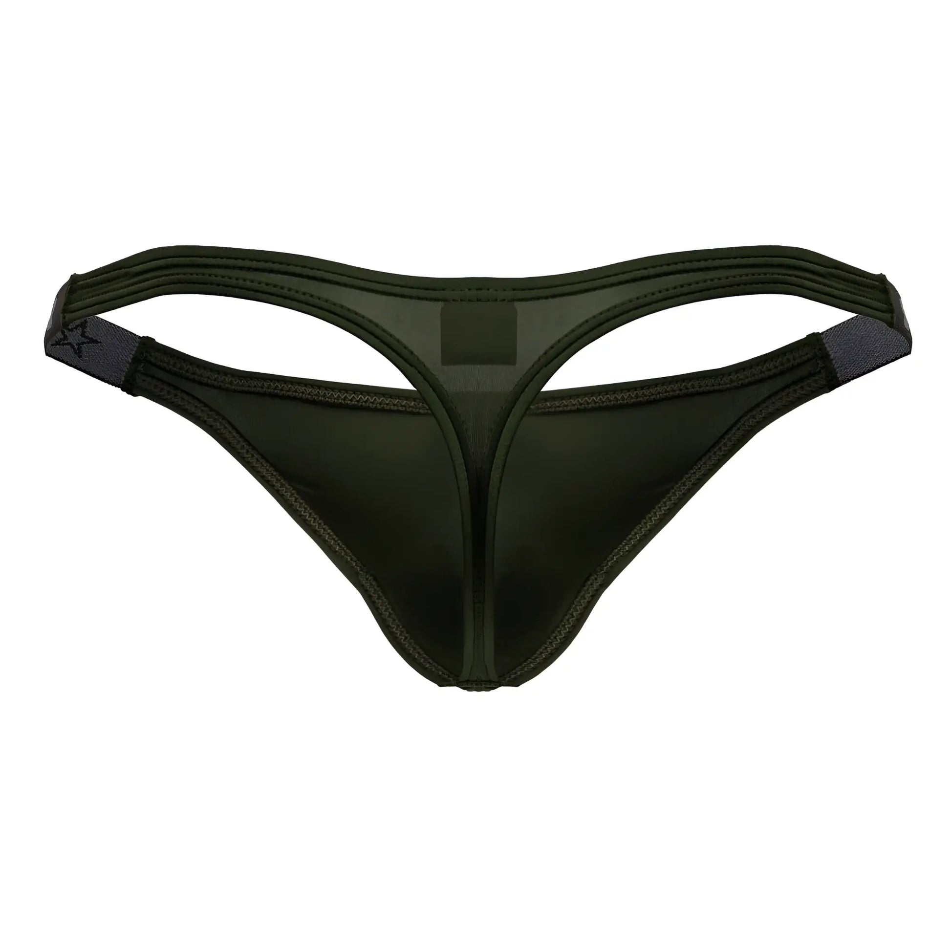 Dark olive green jor 2235 eros thong made of smooth stretchy fabric with subtle sheen and reinforced edge stitching