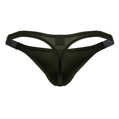 Dark olive green jor 2235 eros thong made of smooth stretchy fabric with subtle sheen and reinforced edge stitching