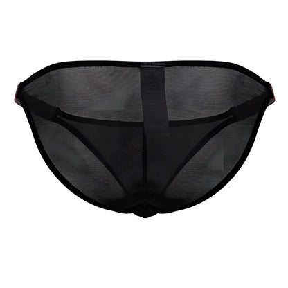 Black mesh briefs jor 2236 frost bikini with solid black waistband and leg openings front view