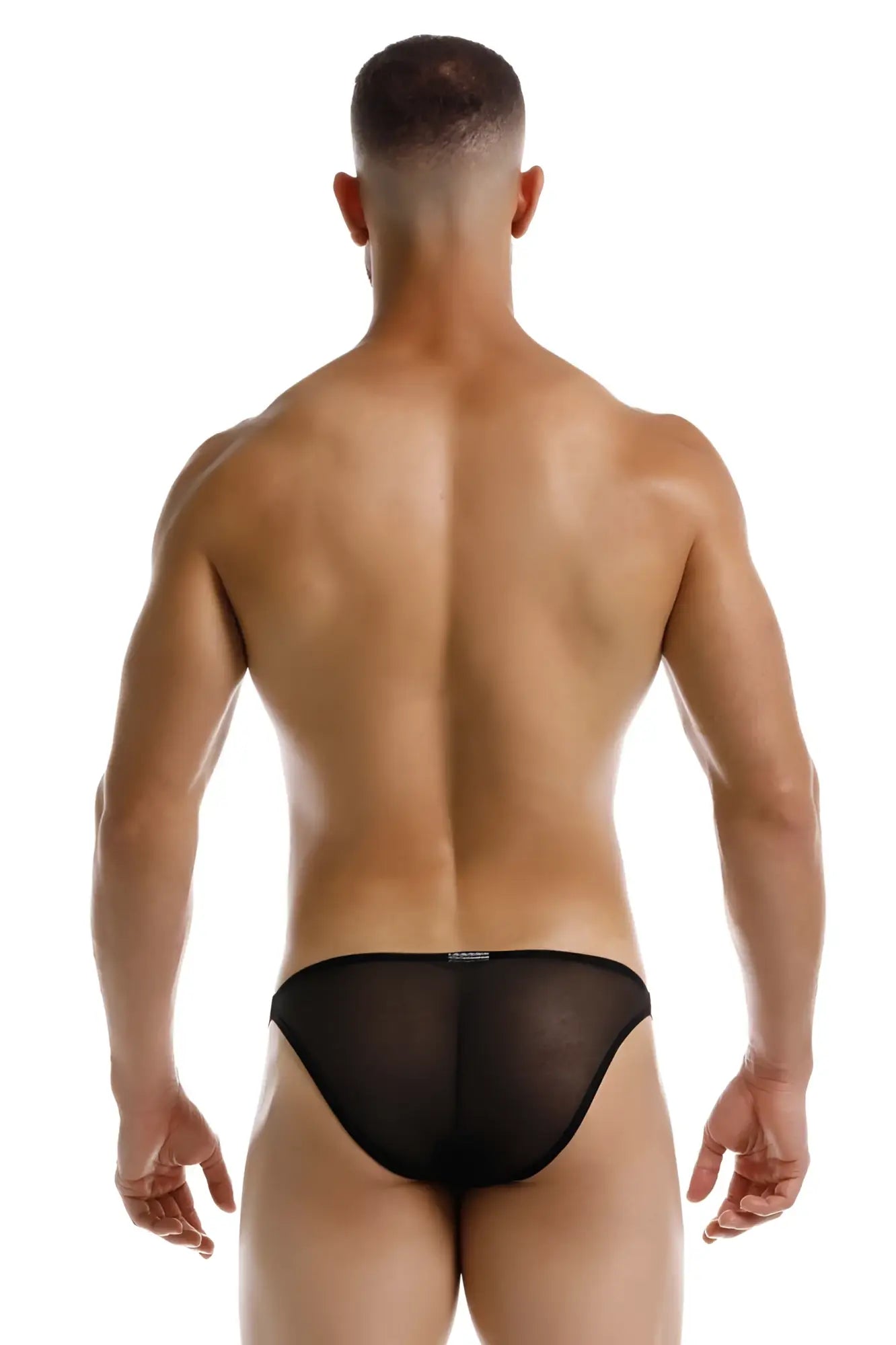 Black sheer mesh frosted bikini briefs jor 2236 showcasing breathable lightweight fabric front view