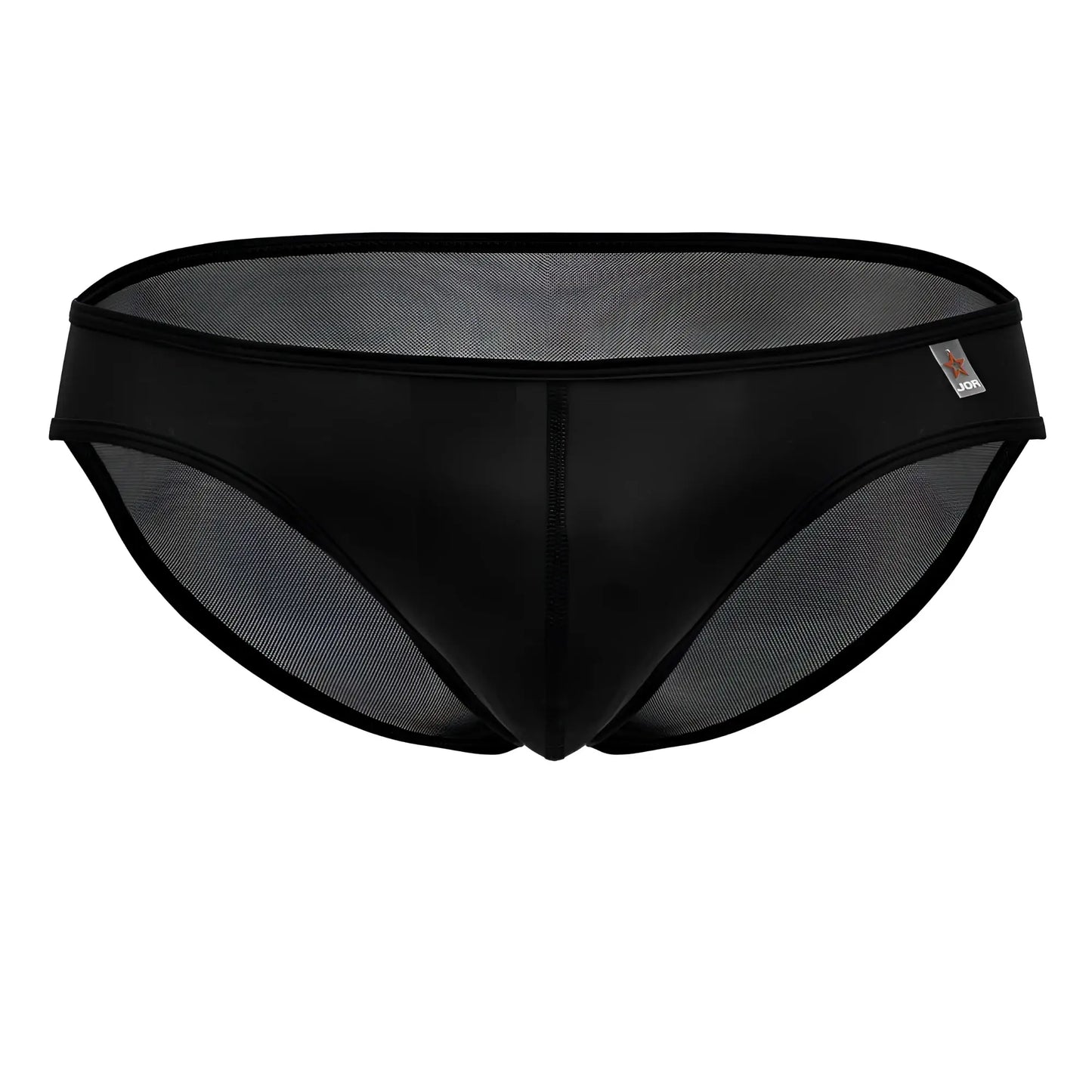 Black mesh jor 2241 origin briefs with sleek glossy finish and reinforced elastic waistband swim trunks