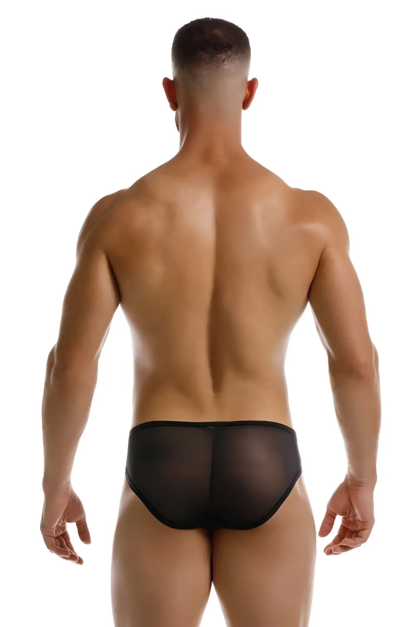 Black sheer mesh briefs jor 2241 origin briefs front view featuring breathable lightweight fabric