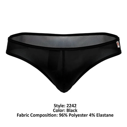 Black mesh JOR 2242 Origin thong with solid waistband and leg openings made from 96 polyester 4 elastane