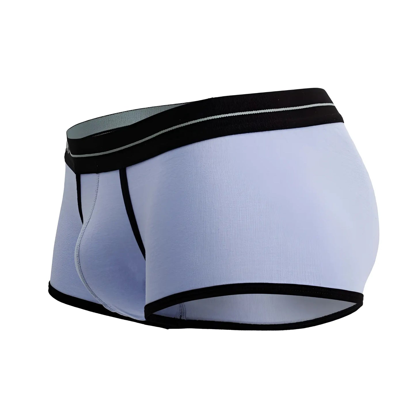 Light blue JOR 2243 Astra trunks with black trim and subtle gray waistband stripe for men’s comfort wear
