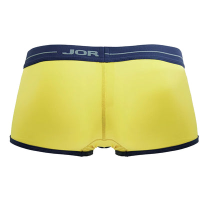 Bright yellow jor 2243 astra trunks briefs with navy blue trim and waistband for comfortable everyday wear