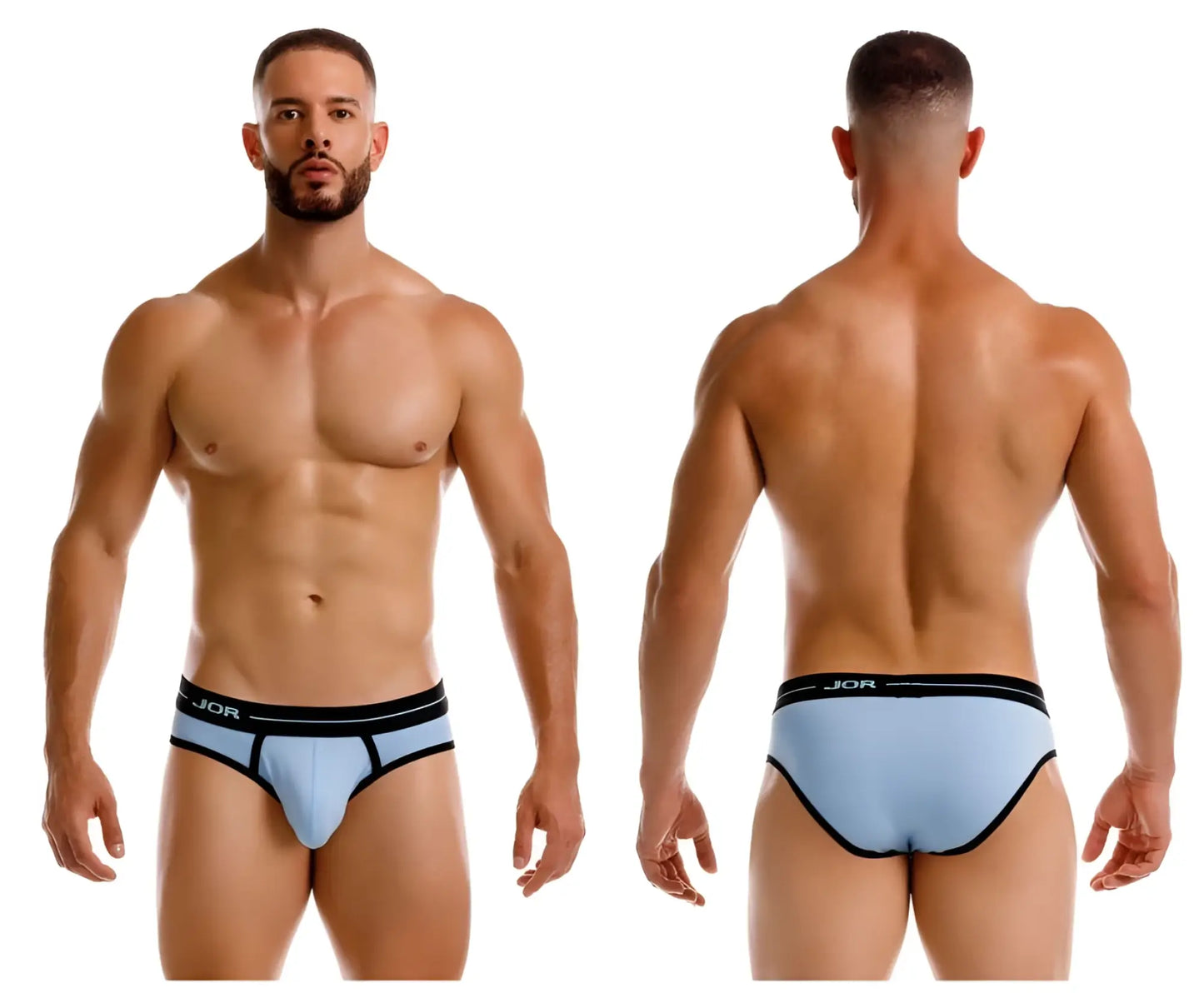 Light blue jor 2244 astra briefs with black trim made of soft fabric for comfortable everyday wear