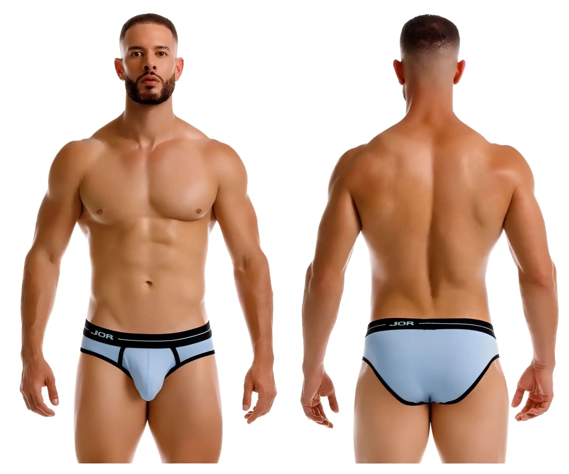 Light blue jor 2244 astra briefs with black trim made of soft fabric for comfortable everyday wear