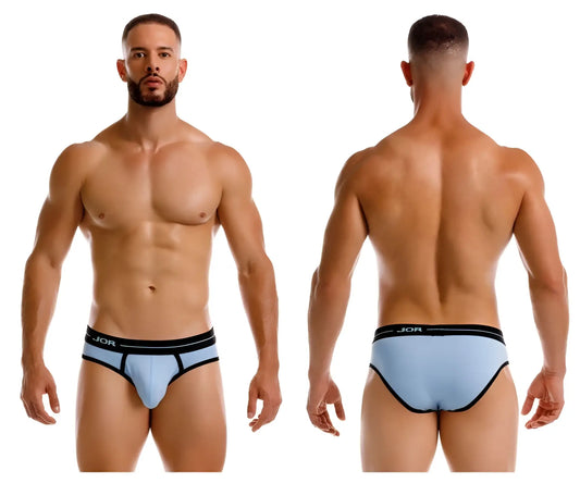 Light blue jor 2244 astra briefs with black trim made of soft fabric for comfortable everyday wear