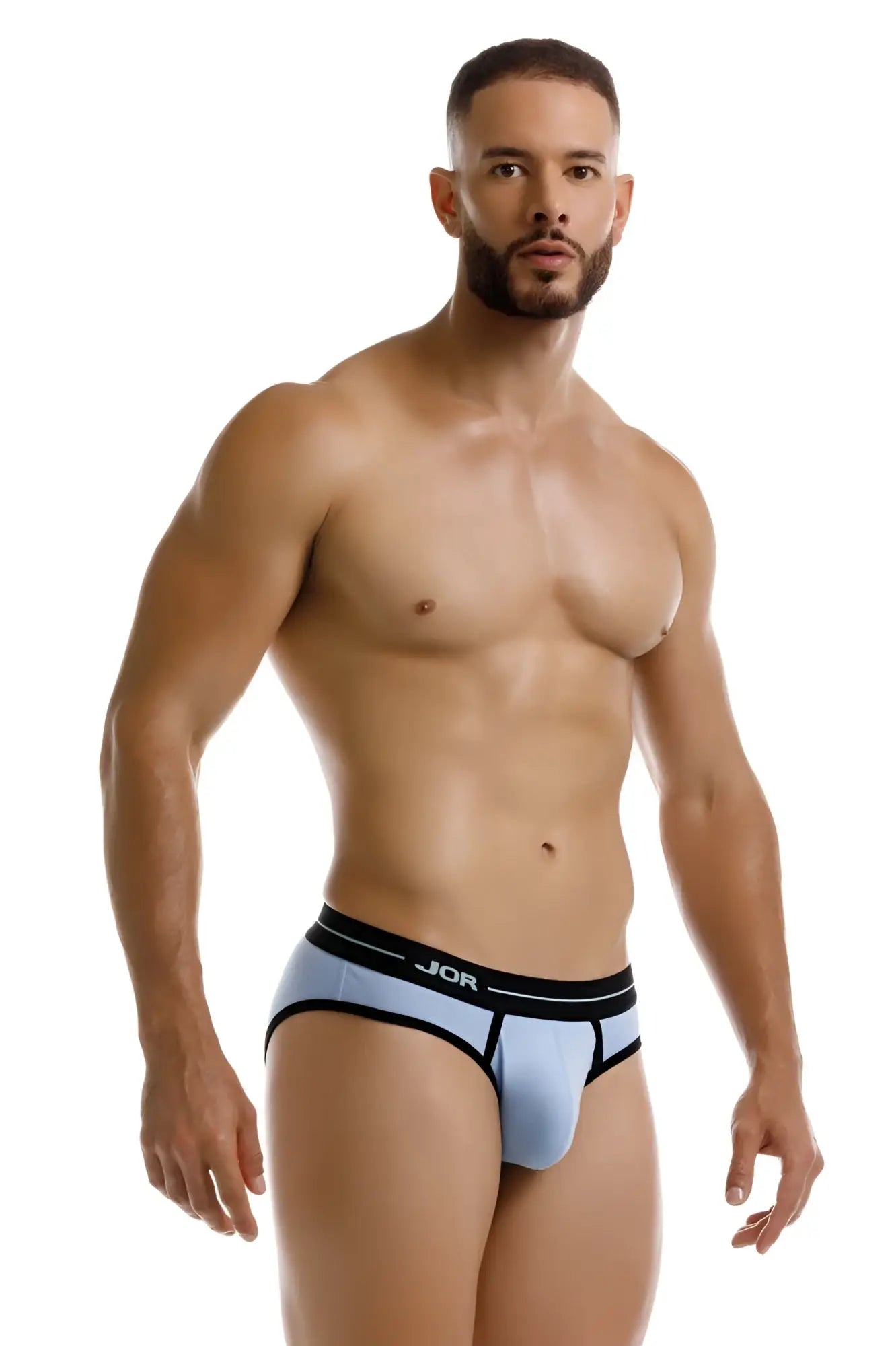 Light blue jor 2244 astra briefs with black waistband and trim featuring soft breathable fabric for daily comfort