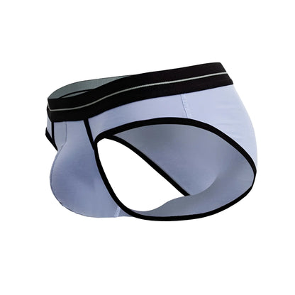 Jor 2244 astra briefs men’s light gray briefs with black trim and subtle silver stripe on waistband
