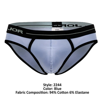 Blue jor 2244 astra briefs with black trim and elastic waistband designed for comfortable men’s underwear wear