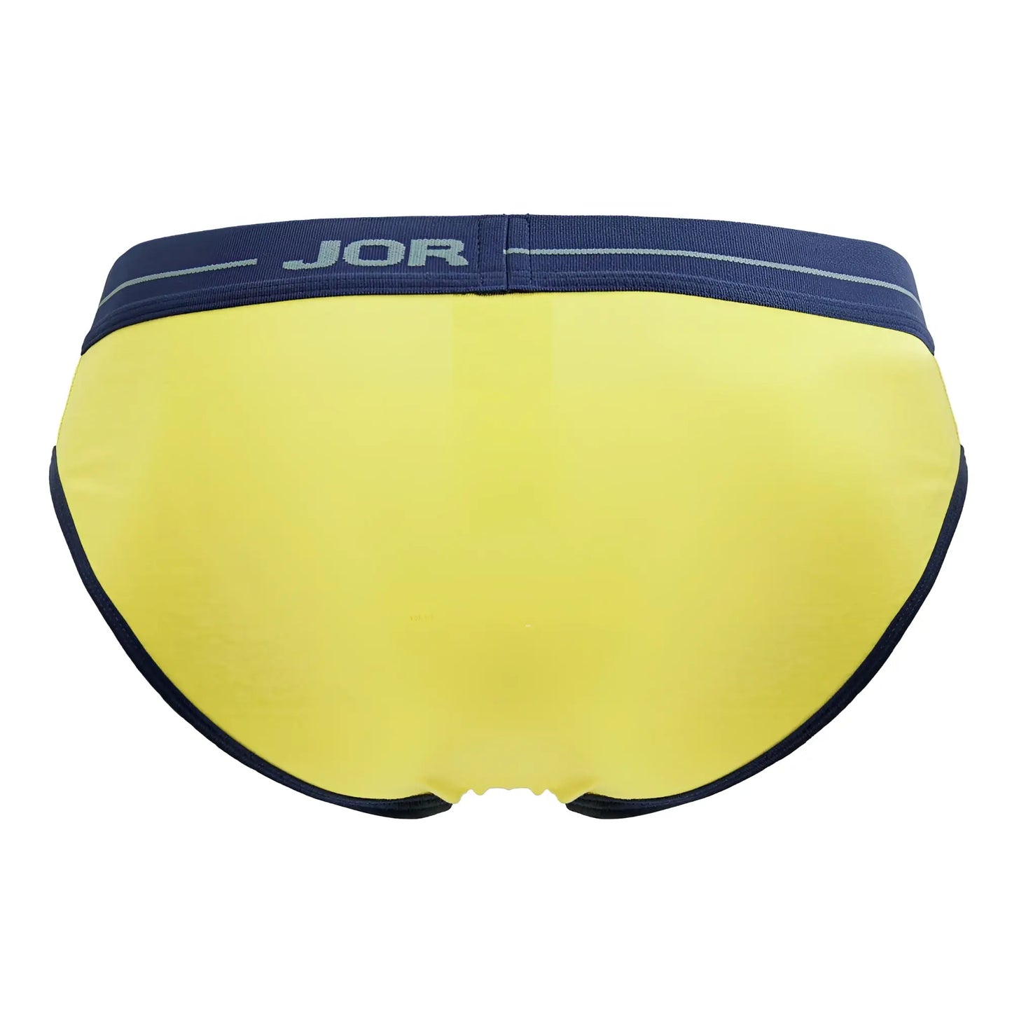 Bright yellow jor 2244 astra briefs for men with navy blue waistband and trim in comfortable fabric