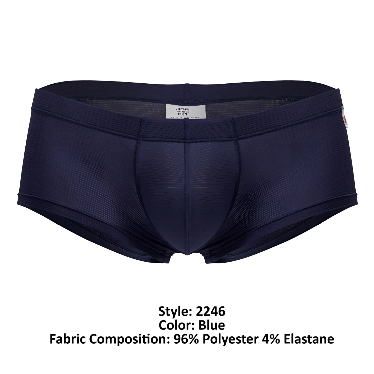 Dark blue jor 2246 cosmo trunks men’s briefs made of 96 polyester 4 elastane with textured form-fitting design