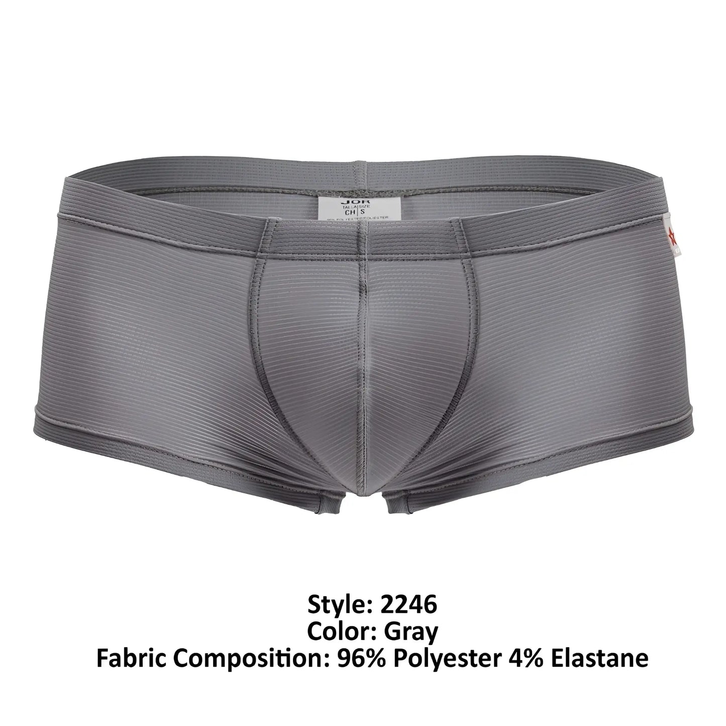 Jor 2246 cosmo trunks gray men’s briefs with ribbed texture elastic waistband made from polyester and elastane