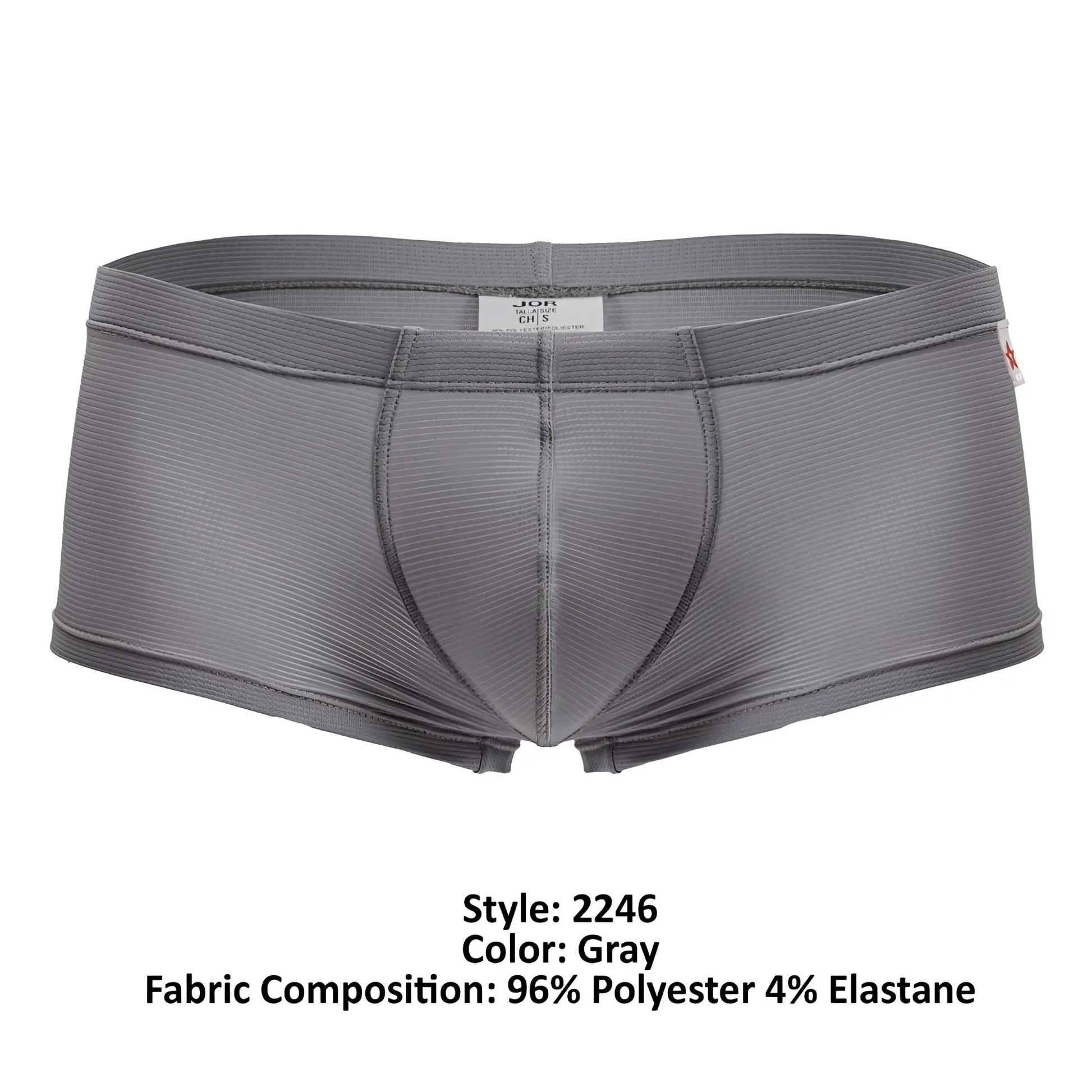 Jor 2246 cosmo trunks gray men’s briefs with ribbed texture elastic waistband made from polyester and elastane