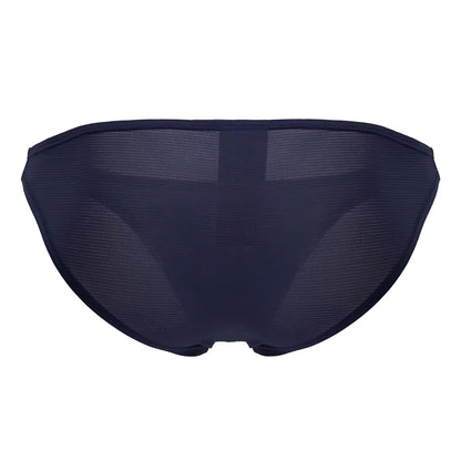 Dark navy jor 2247 cosmo bikini briefs with mesh and a solid fabric panel at the center in blue