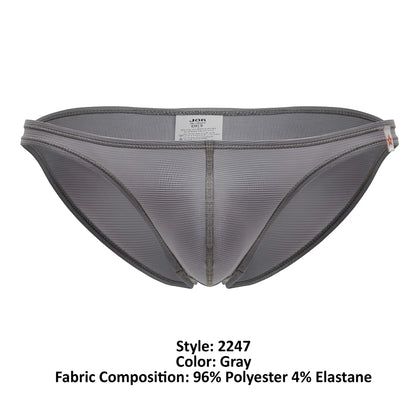 Gray jor 2247 cosmo bikini men’s briefs in textured stretchy fabric blend showing front view