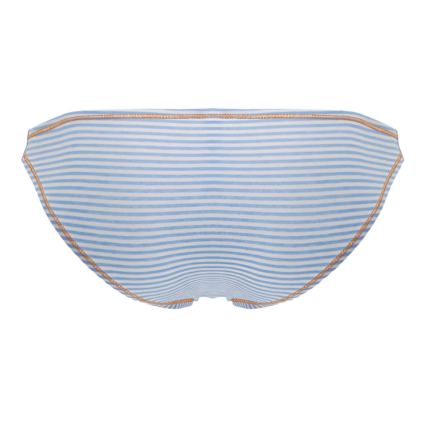 Jor 2249 sour bikini light blue and white striped bottom with gold trim shown from the back side