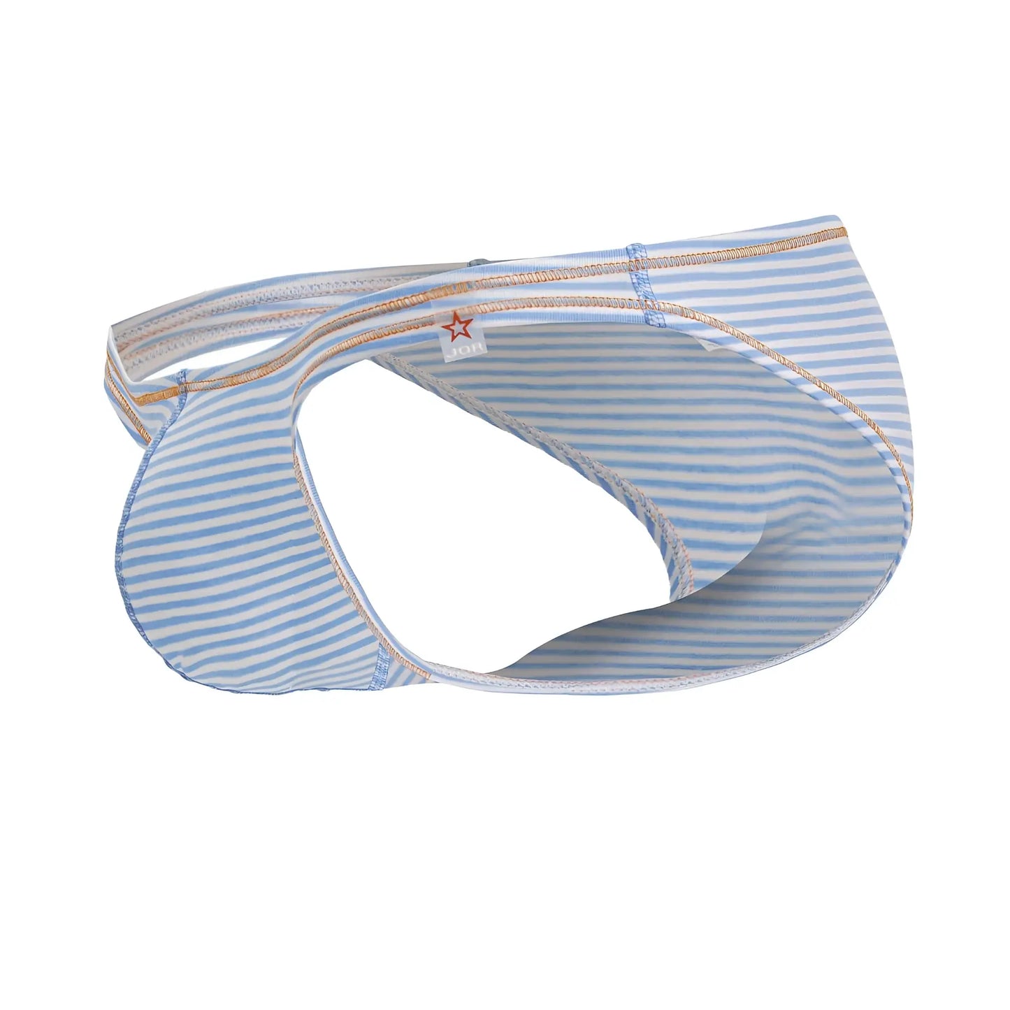 Jor 2249 sour bikini briefs in light blue and white stripes with beige stitching for comfortable everyday wear