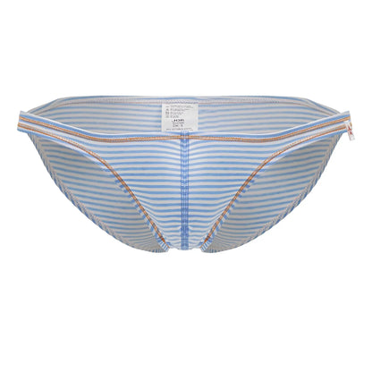 Jor 2249 sour bikini light blue and white striped men’s briefs with gold toned trim for stylish comfort