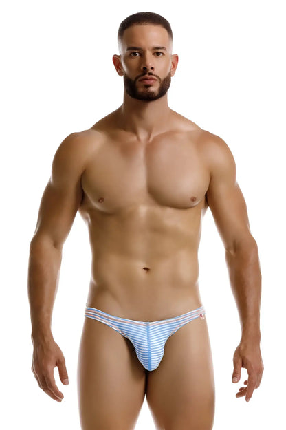 Blue and white striped jockstrap from JOR 2249 Sour Bikini featuring breathable fabric for comfortable wear