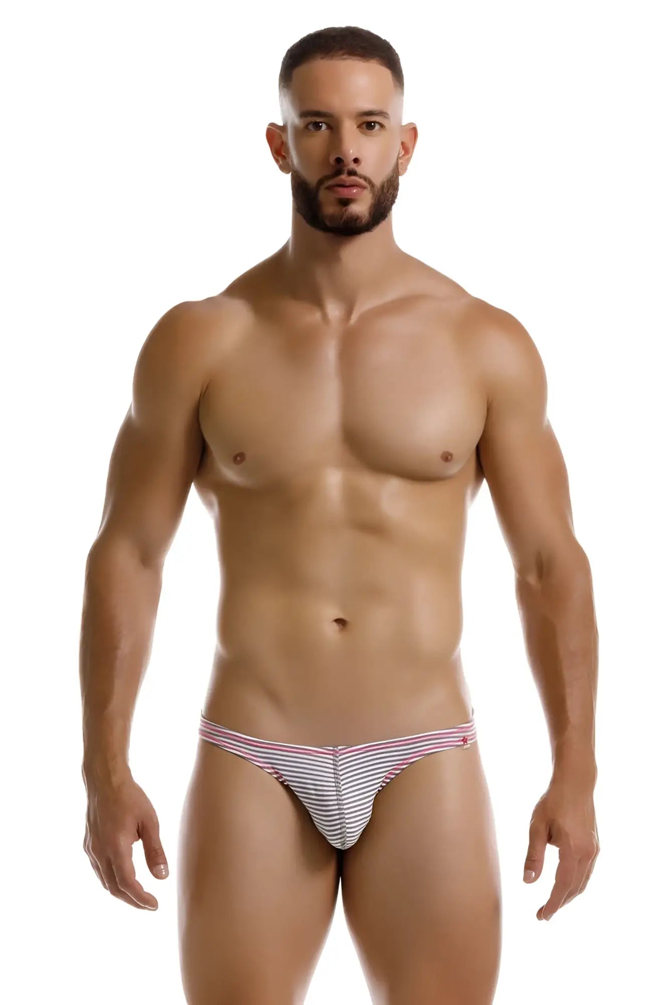 Striped men’s briefs in white and red from jor 2249 sour bikini color gray collection with soft fabric