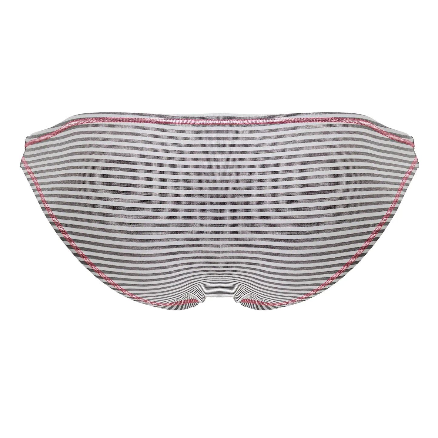 Gray and white striped bikini bottom with pink stitching from jor 2249 sour bikini color gray shown from front view