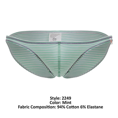 Mint-colored jor 2249 sour bikini briefs with gray stitching made of 94% cotton 6% elastane in a sleek design