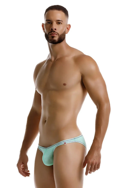Mint green textured briefs jor 2249 sour bikini with subtle stripes and small red logo on the side