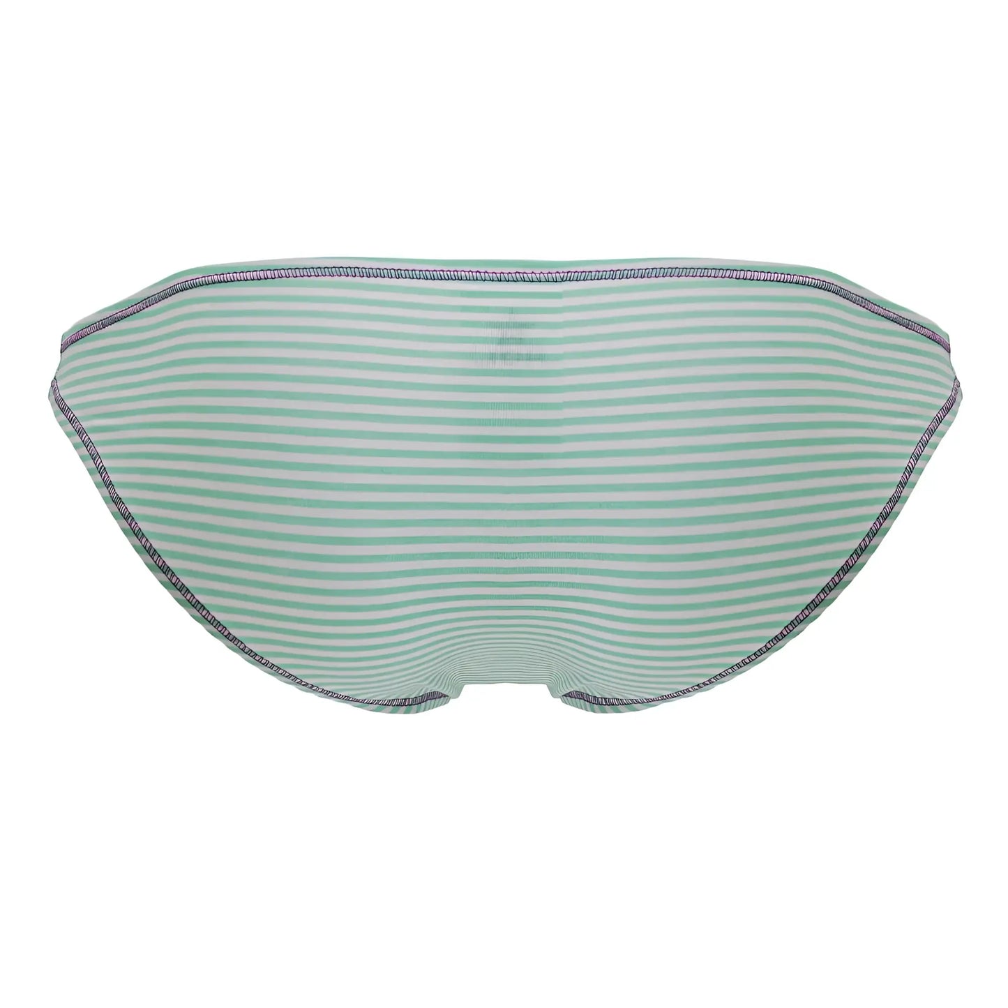 A mint green and white striped bikini bottom with subtle textured seams from jor 2249 sour bikini color mint collection