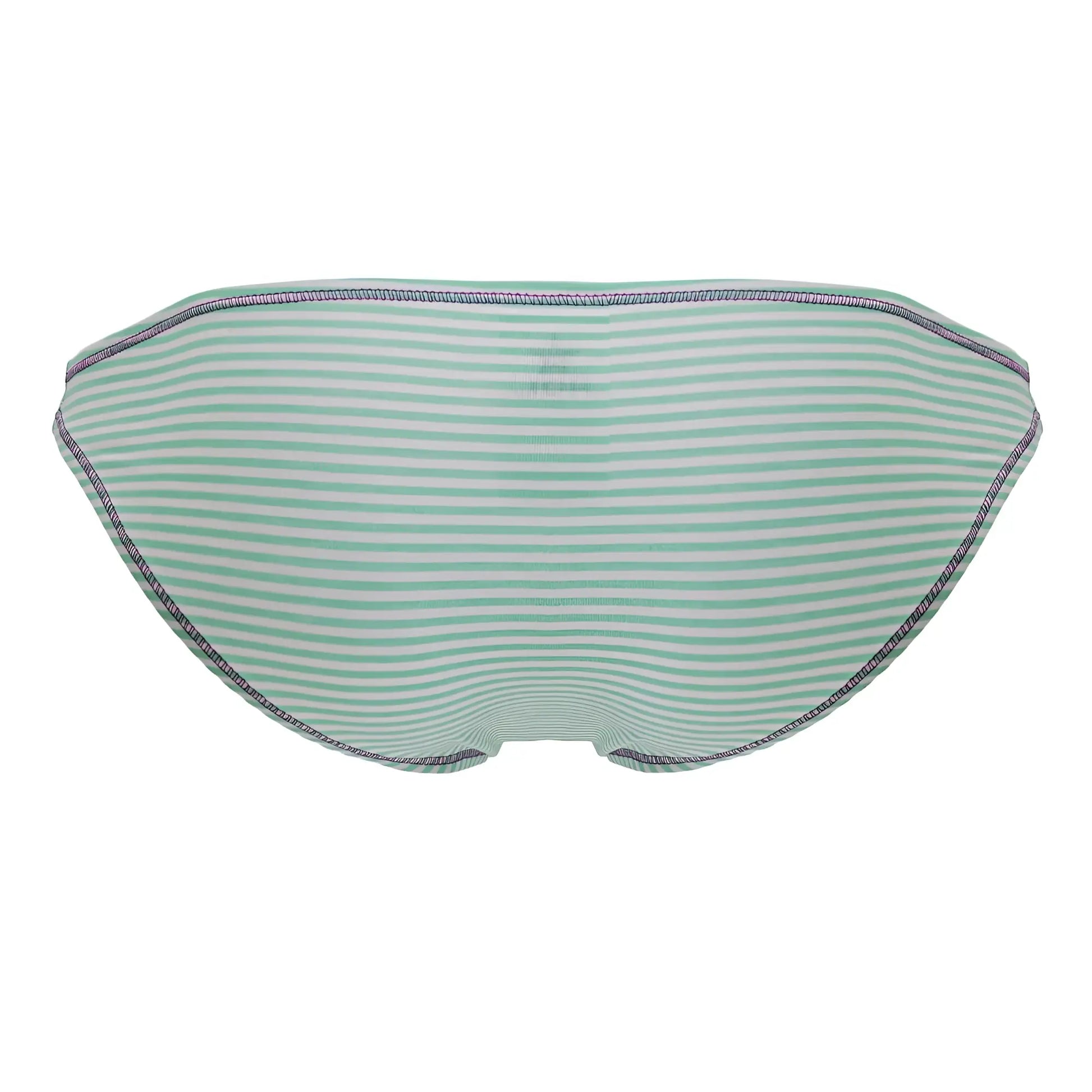 A mint green and white striped bikini bottom with subtle textured seams from jor 2249 sour bikini color mint collection