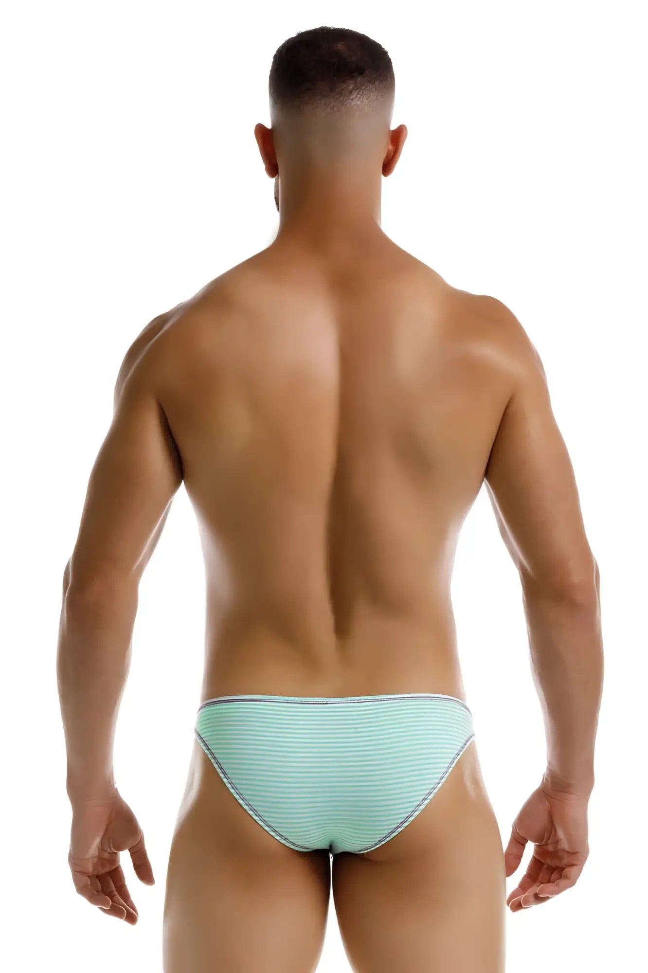 Jor 2249 sour bikini color mint light blue striped swim trunks with subtle white trim for swim and beachwear