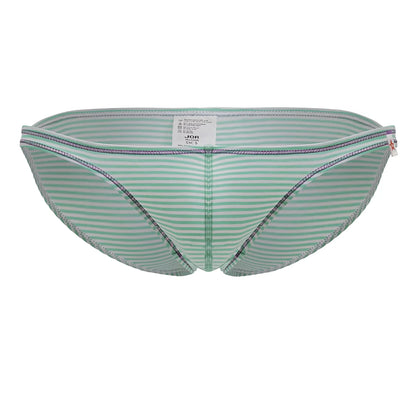 JOR 2249 Sour bikini bottom in mint light green and white stripes with subtle textured trim