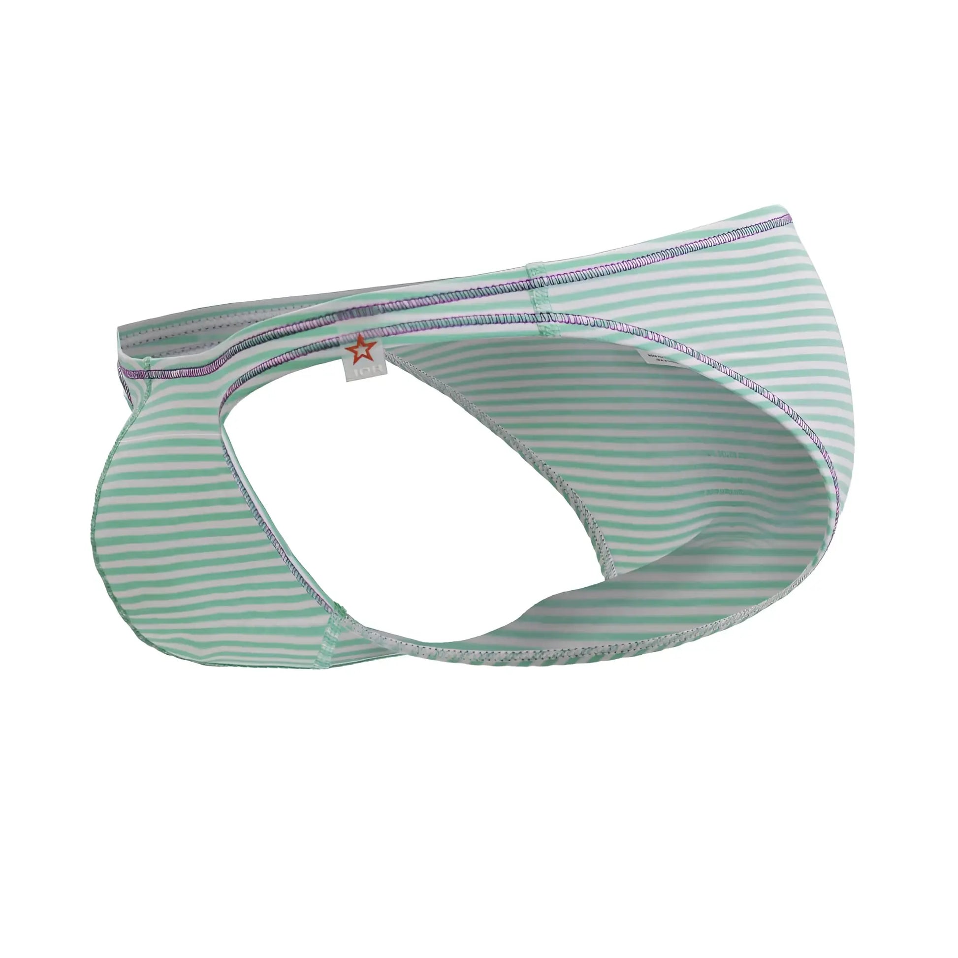 Light green and white striped cotton JOR 2249 Sour Bikini briefs with subtle gray trim in mint color