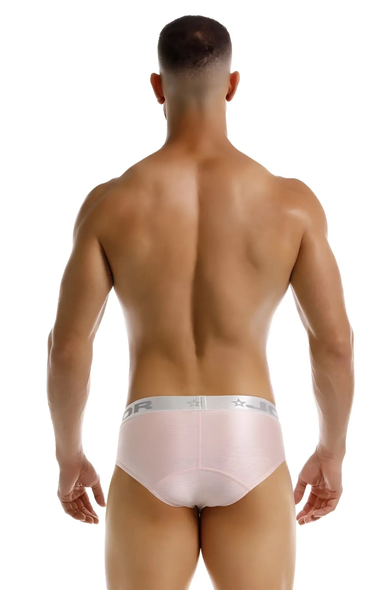 Pink textured briefs with a gray jordan waistband featuring brand name and star logo model jor 2252 bright briefs