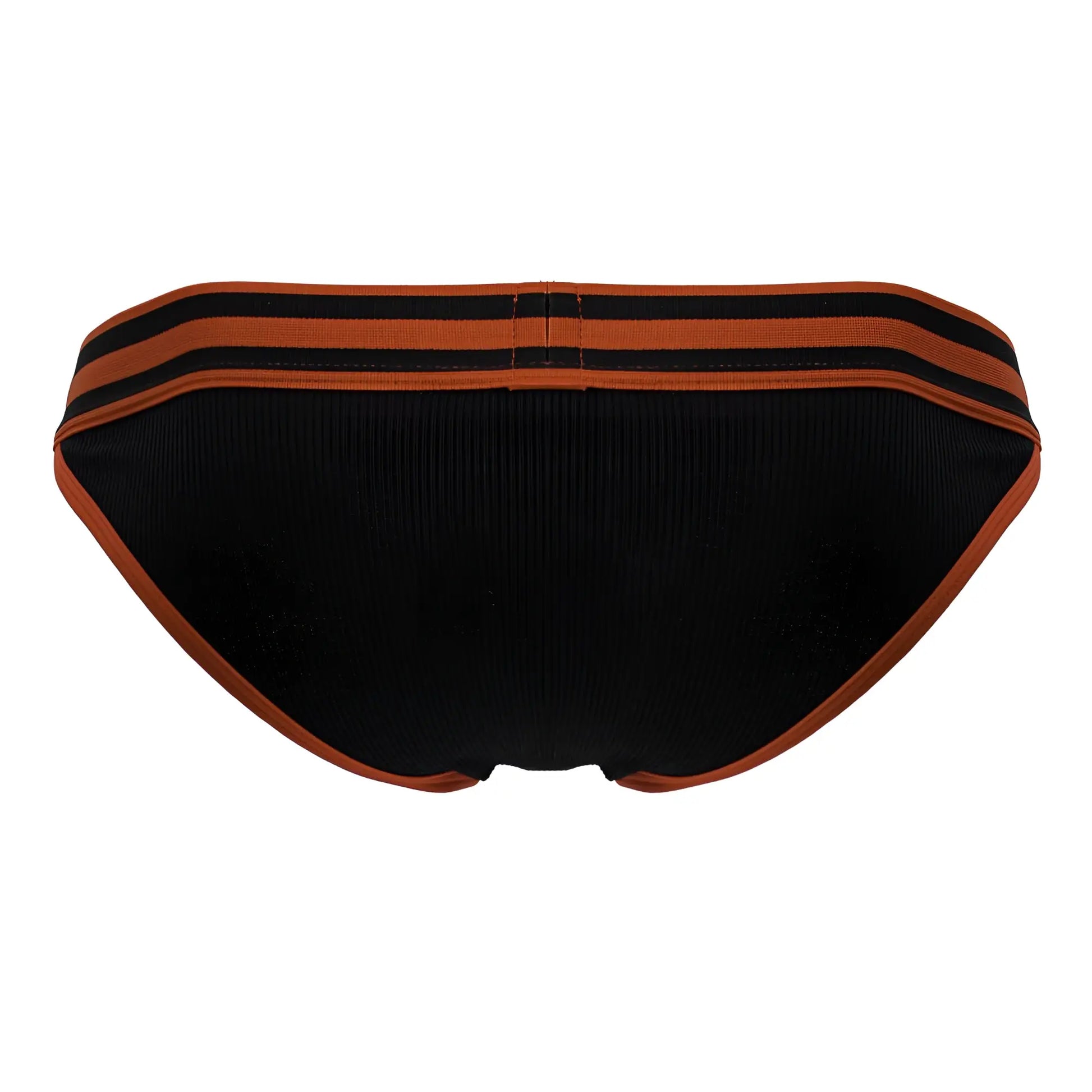 Black and orange striped JOR 2255 Rush bikini briefs with ribbed texture in front view