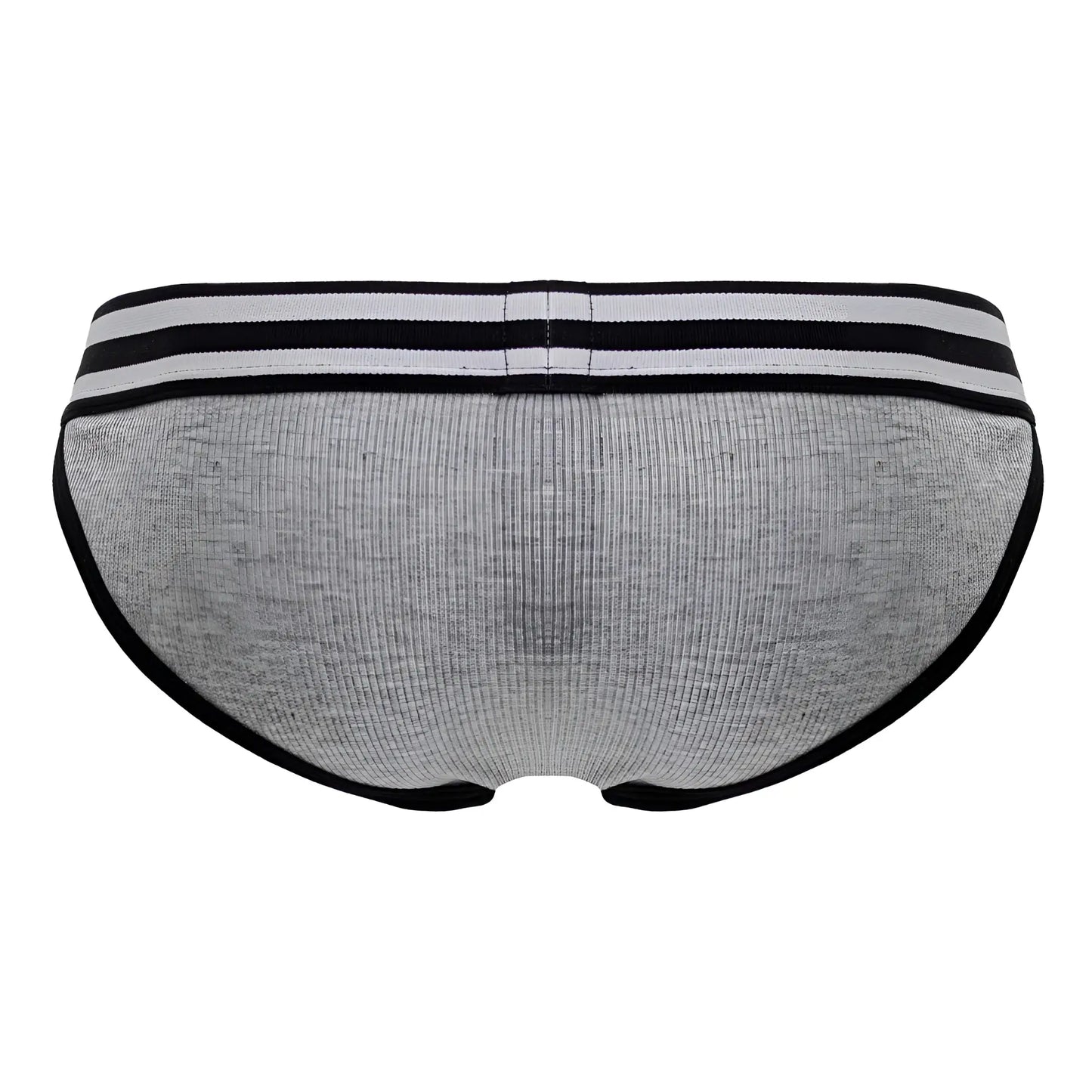 Gray ribbed briefs with black trim and two horizontal waistband stripes from jor 2255 rush bikini collection