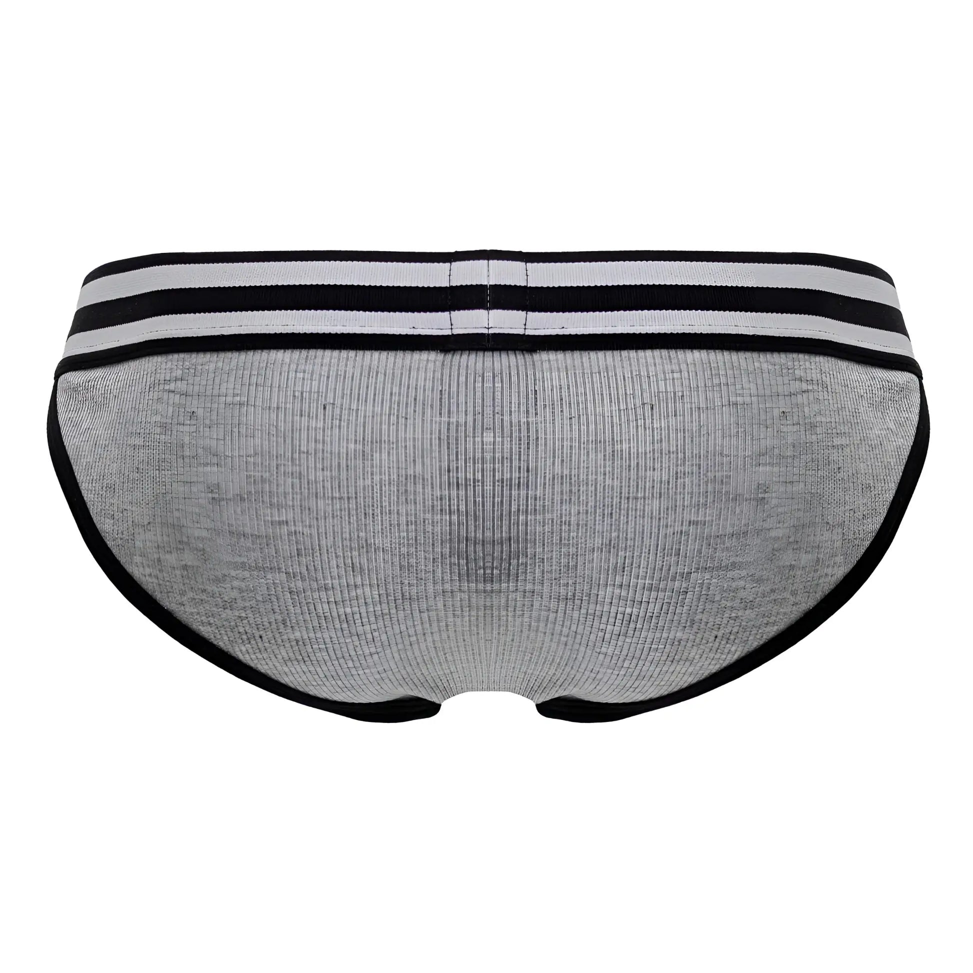 Gray ribbed briefs with black trim and two horizontal waistband stripes from jor 2255 rush bikini collection
