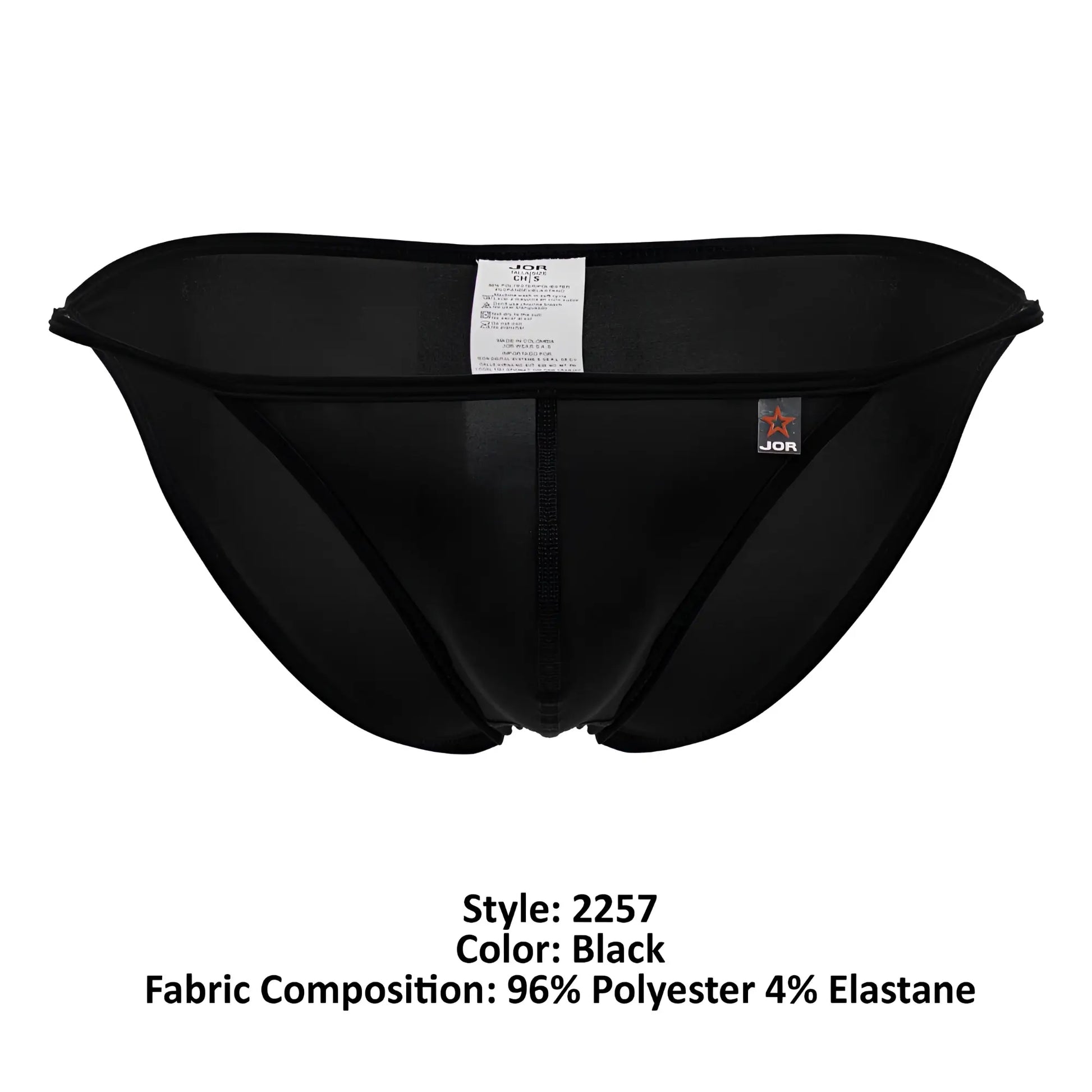 Black jor 2257 axel bikini briefs made from stretchy 96 polyester 4 elastane blend in black color